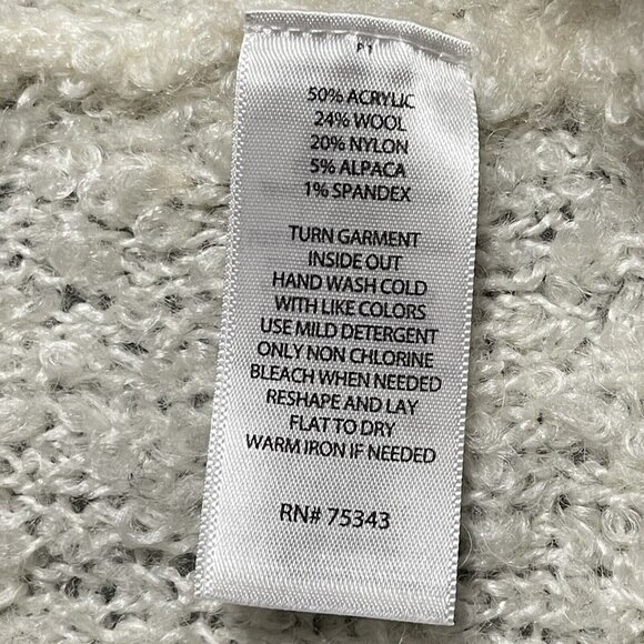 If It Where Me Womens Ivory Wool Open Cardigan Pocket Collar Duster Sweater L - Picture 6 of 6